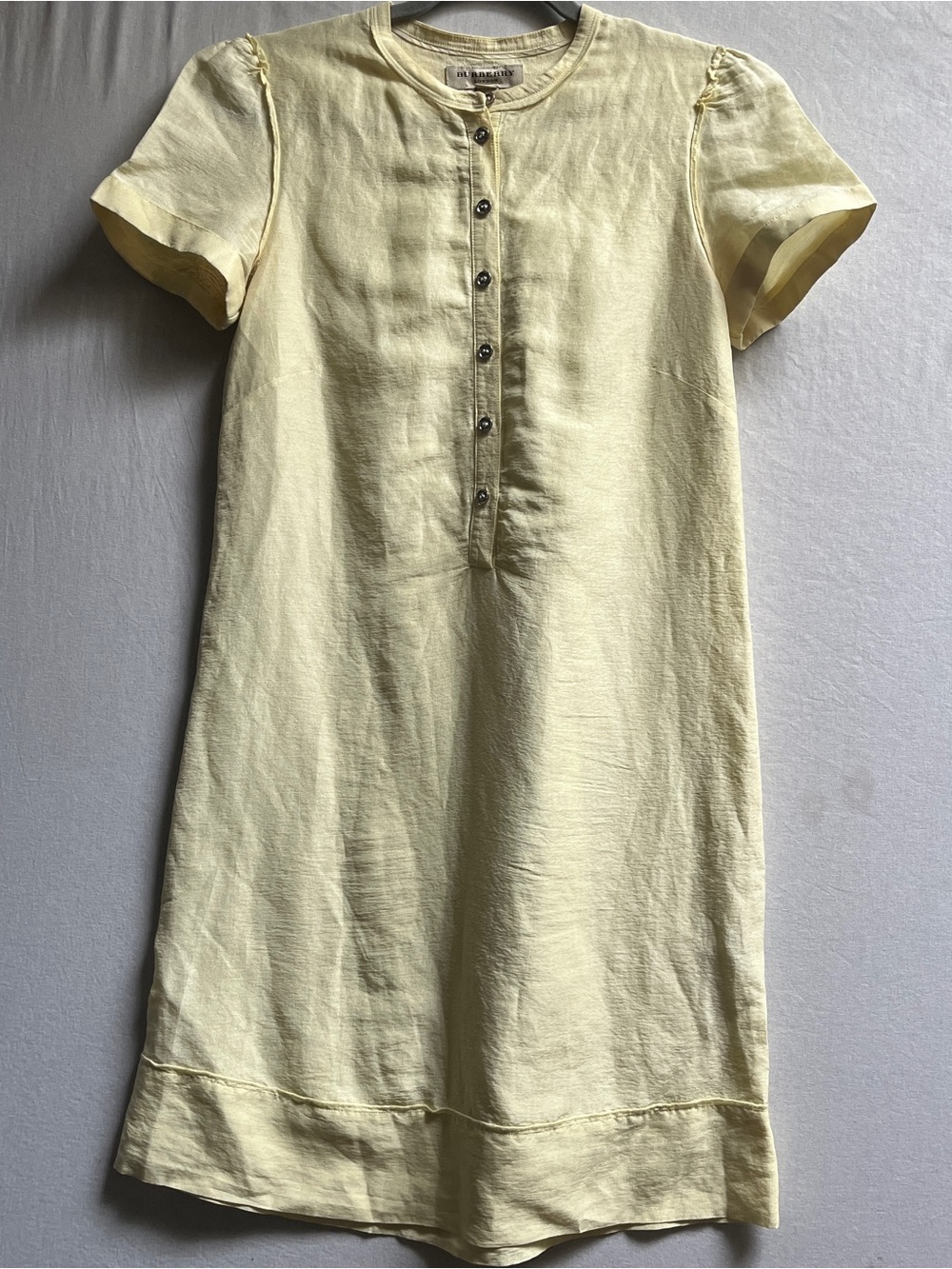 Burberry London Linen Silk Short Sleeve Shift Dress 4
